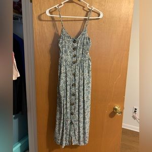 flower pattern with buttons maxi dress